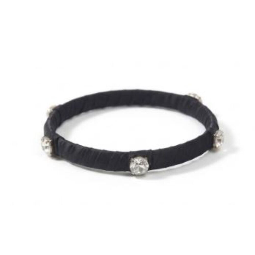 Lee Angel Women's Alexa Crystal Bangle Silk Wrap Thin Bracelet NWT 198 Black